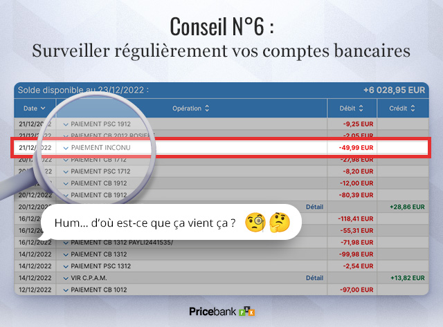 Surveiller régulièrement vos comptes bancaires