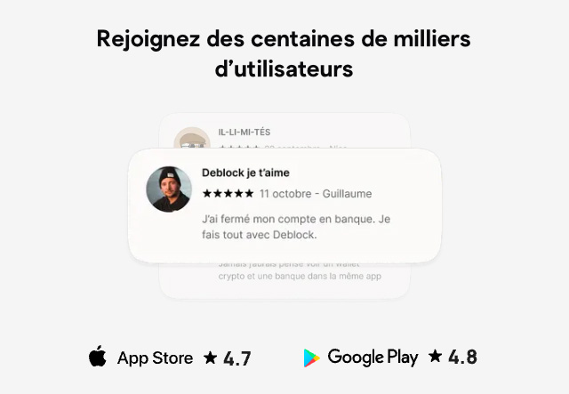 Rejoignez Deblock avis App Store et Google Play